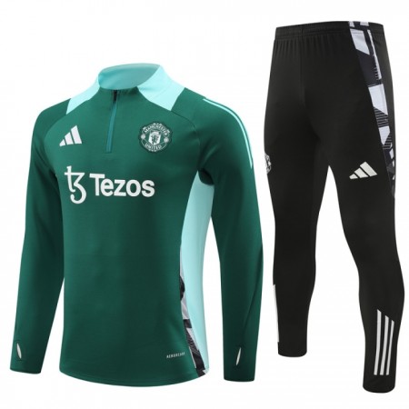 Manchester United Trainings Sweatshirt Kwart-Zip 2024-25 Groene Manchester United Trainings Sweatshirt Kwart-Zip 2024-25 Groene